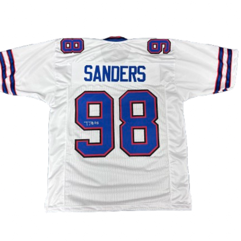 TJ Sanders Autographed Pro-Style White Football Jersey