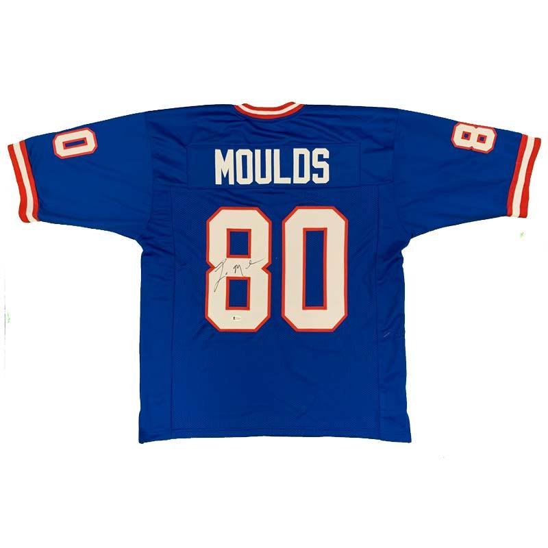 Eric Moulds Signed Custom Blue Football Jersey Custom Jerseys TSE Buffalo 