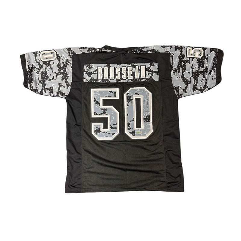 Greg Rousseau Signed Pro-Style Black Reflective Football Jersey