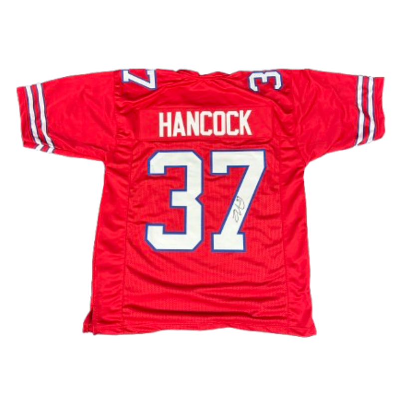 Jordan Hancock Signed Pro-Style Red Football Jersey