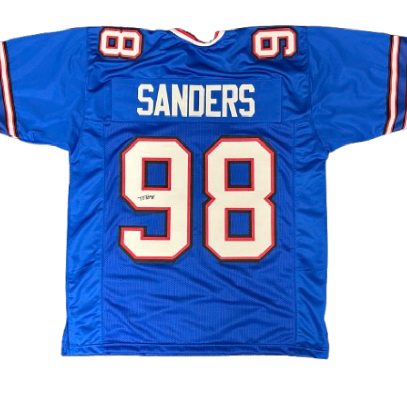 TJ Sanders Signed Pro-Style Blue Football Jersey