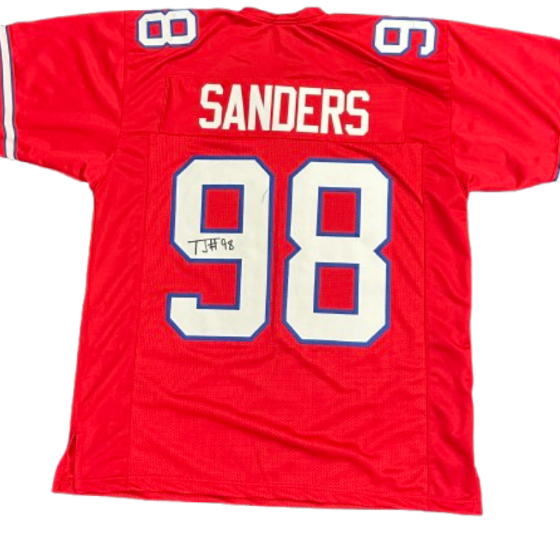 TJ Sanders Signed Pro-Style Red Football Jersey
