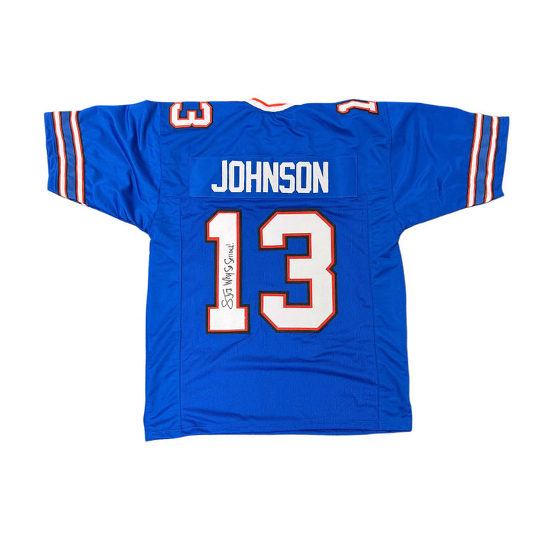 Stevie Johnson Signed Pro-Style Blue Football Jersey