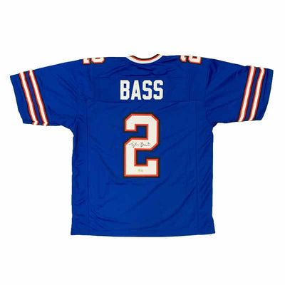 Tyler Bass Signed Custom Blue Football Jersey Custom Jerseys TSE Buffalo 