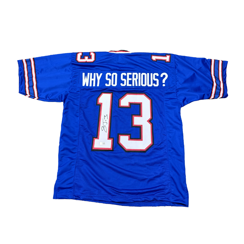 Stevie Johnson Signed Pro-Style Blue Why So Serious Football Jersey