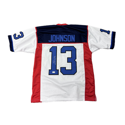 Stevie Johnson Signed Pro-Style White Throwback Football Jersey