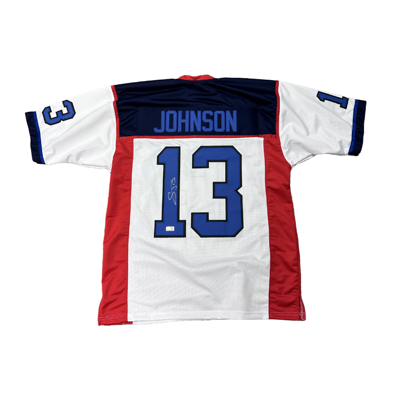 Stevie Johnson Signed Pro-Style White Throwback Football Jersey