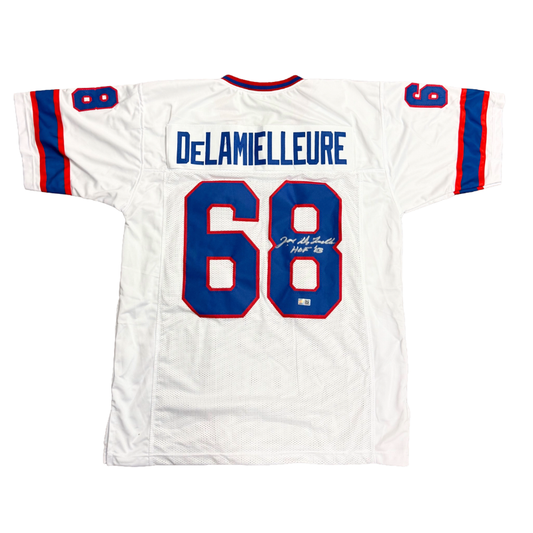 Joe DeLamiellure Signed Pro-Style White HOF Football Jersey