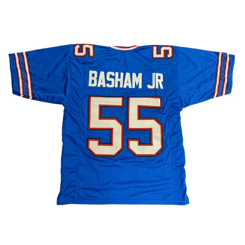 Carlos Basham Jr Pro-Style Blue Football Jersey