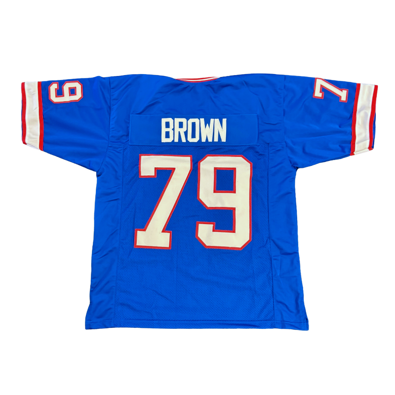 Ruben Brown Pro-Style Blue Football Jersey