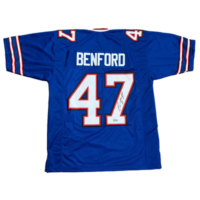 Christian Benford Signed Pro-Style Blue Football Jersey