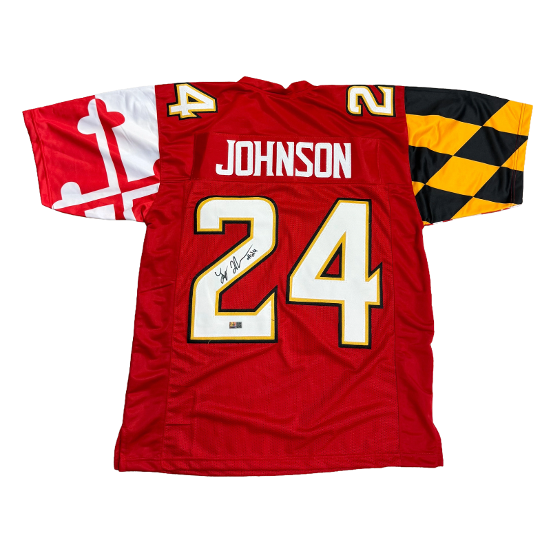 Ty Johnson Signed Pro-Style Red College Football Jersey