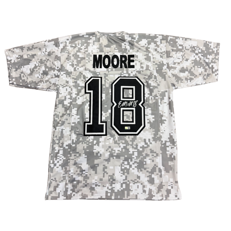 Elijah Moore Signed Pro-Style White Camo Football Jersey