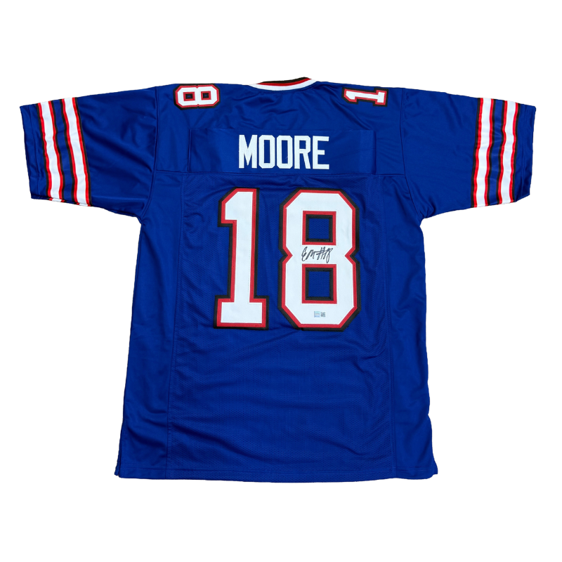 Elijah Moore Signed Pro-Style Blue Football Jersey