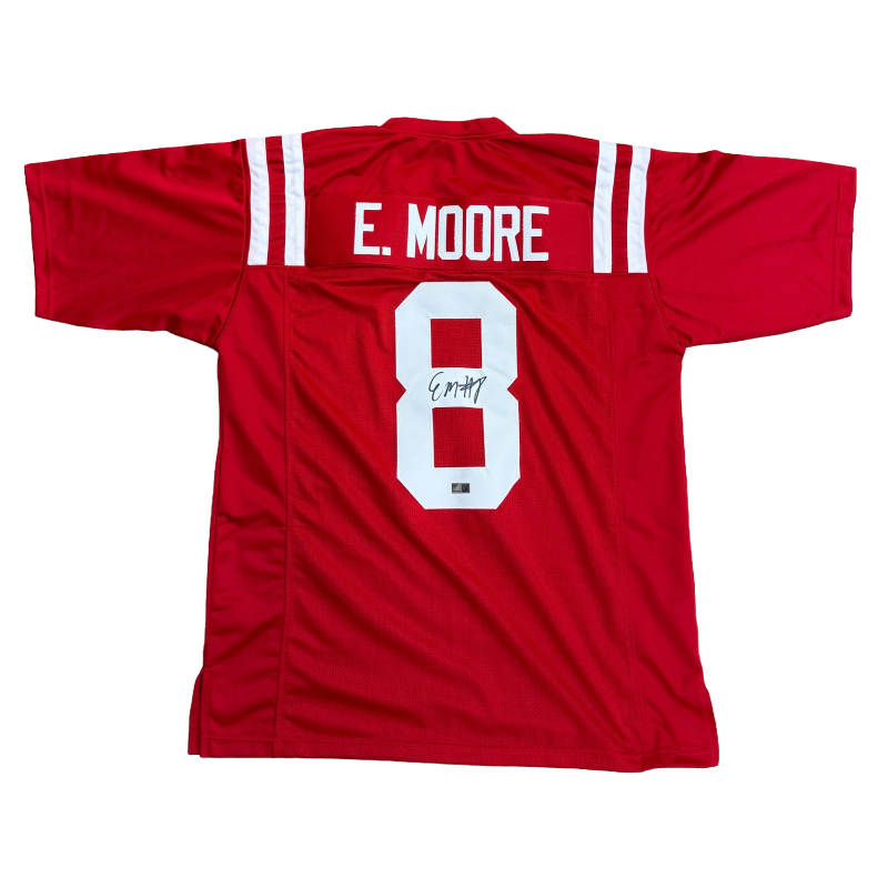 Elijah Moore Signed Pro-Style Red College Football Jersey