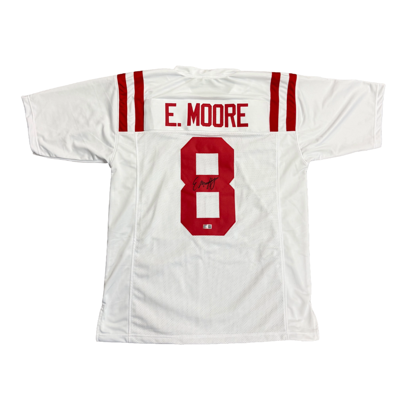 Elijah Moore Signed Pro-Style White College Football Jersey