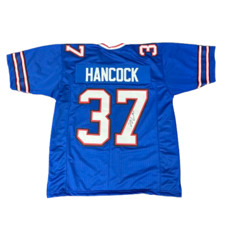 Jordan Hancock Signed Pro-Style Blue Football Jersey